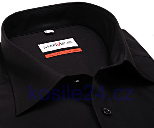 Marvelis Comfort Fit Uni – čierna košeľa - krátky rukáv