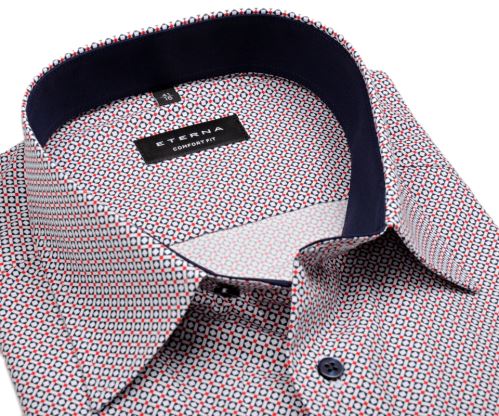 Eterna Comfort Fit – košeľa s červeno-modrým vzorom a vnútorným golierom - extra predĺžený rukáv