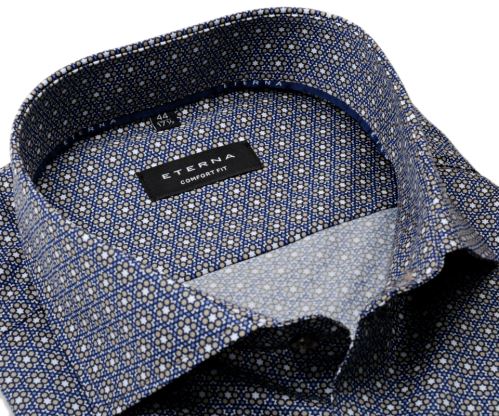 Eterna Modern Fit Twill – luxusná košeľa s béžovo-modrým vzorom - extra predĺžený rukáv