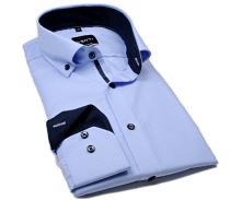 Venti Modern Fit – svetlomodrá košeľa so štruktúrou a tmavomodrým vnútorným golierom (1)