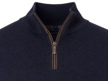 Bavlnený pulóver Casa Moda rozpínací na krátky zips – tmavomodrý