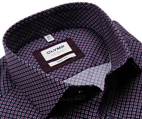 Olymp Level Five – tmavě modrá košile s fialovo-bílým vzorem