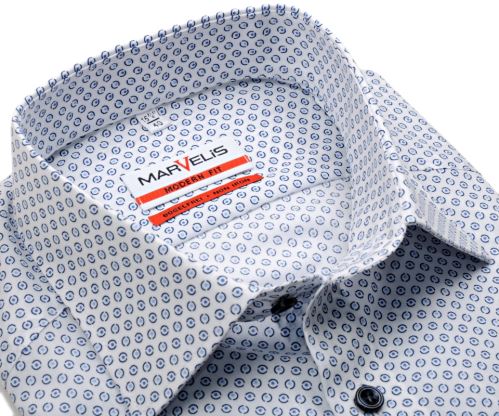 Marvelis Modern Fit - košeľa s modrým vzorom kolečiek - krátky rukáv