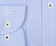 Olymp Level Five Twill – luxusní světle modrá károvaná košile s vnitřním límcem a légou (2)