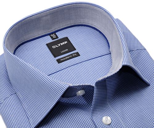 Olymp Luxor Modern Fit – košile s modrým minikárem s vnitřním límcem a manžetou