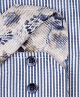 Venti Modern Fit Twill – košile s tmavomodrým proužkem a květinovým vnitřním límcem a manžetou (2)