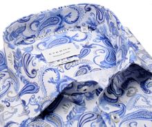 Eterna Slim Fit Twill Dynamic Cotton – dizajnová košeľa s výrazným modrým vzorom paisley