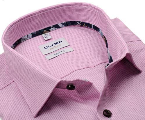 Olymp Level Five – růžová košile s vetkaným vzorem