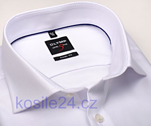 Olymp Level Five Diamant Twill – luxusná biela košeľa s diagonálnou štruktúrou - predĺžený rukáv