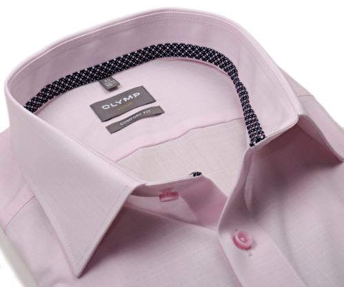Olymp Luxor Comfort Fit – ružová košeľa s vnútorným golierom a manžetou