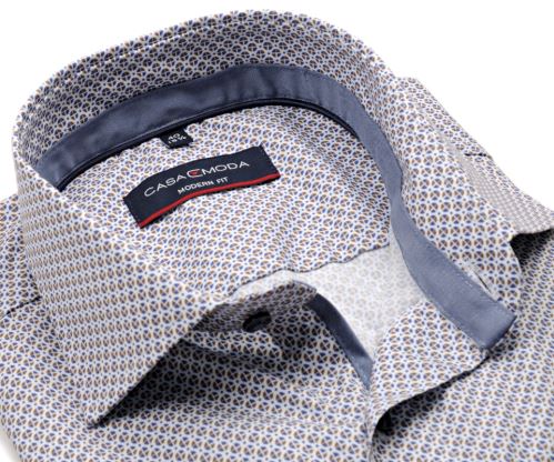 Casa Moda Modern Fit Premium– košeľa s modro-béžovým krúžkovým vzorom, vnútorným golierom a manžetou