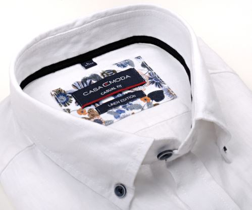 Casa Moda Casual Fit  – biela ľanová košeľa - krátky rukáv