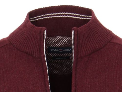 Bavlnený rozopínajúci pulóver Casa Moda – bordó