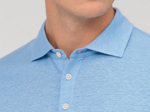 Lněné polo tričko Olymp - světle modré s límečkem
