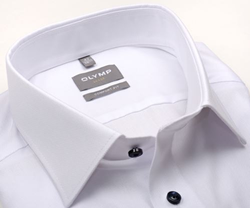 Olymp Comfort Fit – biela košeľa s jemnou štruktúrou - krátky rukáv