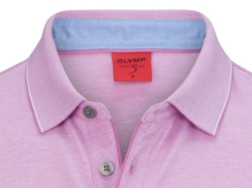 Polo tričko Olymp Level Five - růžovo-fialové body fit tričko s límečkem a bílým rastrováním
