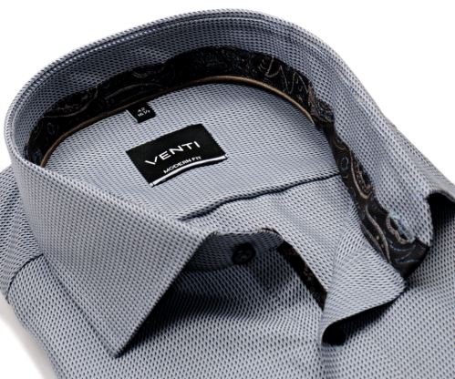 Venti Modern Fit – košile s vetkaným modro-béžovým proužkem a vnitřním límcem - extra prodloužený rukáv