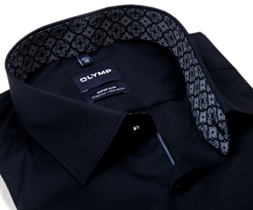 Olymp Super Slim – tmavomodrá košile s vnitřním límcem a manžetou s ornamenty Olymp Super Slim – tmavomodrá košile s vnitřním límcem a manžetou s ornamenty