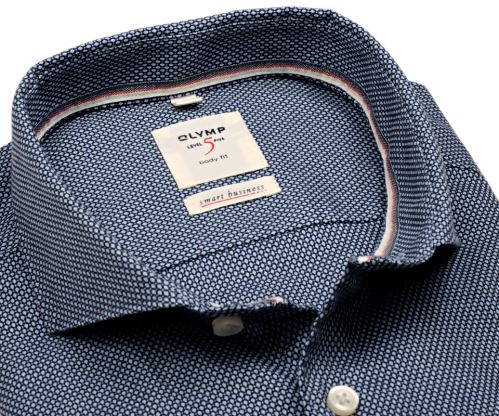 Olymp Level Five Smart Business – košeľa s modrým votkaným vzorom