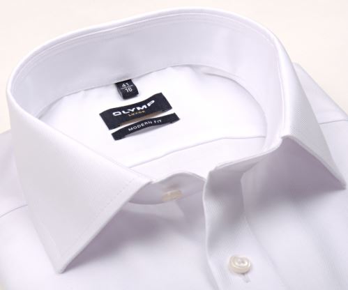 Olymp Modern Fit Twill – luxusní neprůhledná bílá košile s diagonální strukturou - prodloužený rukáv Olymp Modern Fit Twill – luxusní neprůhledná bílá košile s diagonální strukturou - prodloužený rukáv