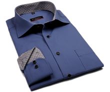 Eterna Modern Fit – kovově modrá košile s béžovo-modrým vnitřním límcem - extra prodloužený rukáv (1)