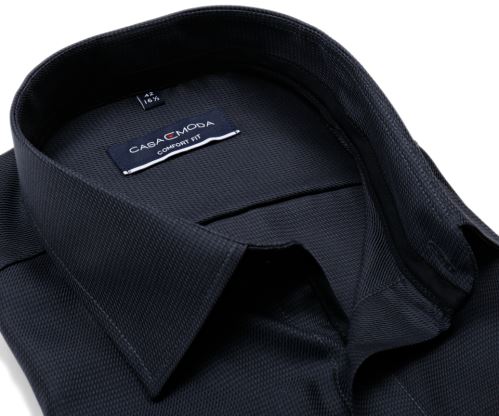 Casa Moda Comfort Fit – tmavě šedá košile s černým vetkaným proužkem a vnitřním límcem