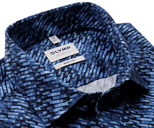 Olymp Level Five – luxusná dizajnová košeľa s modrými obdĺžnikmi