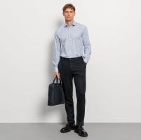 Olymp Level Five - košeľa s modro-béžovými lístkami - Garment Washed (3)