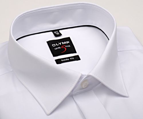 Olymp Level Five - biela gala košeľa s dvojitou manžetou a skrytou légou - predĺžený rukáv