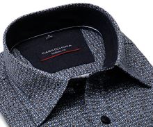 Casa Moda Casual Fit – tmavomodrá košeľa s drobnými štvorčekmi a krúžkami - extra predĺžený rukáv
