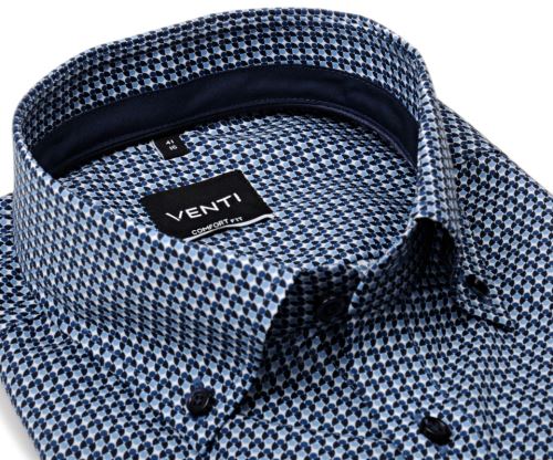 Venti Comfort Fit – košeľa s modrým krúžkovým vzorom, vnútorným golierom a manžetou Venti Comfort Fit – košeľa s modrým krúžkovým vzorom, vnútorným golierom a manžetou