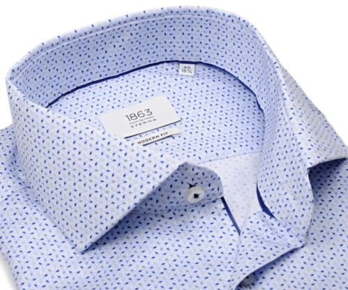 Eterna 1863 Modern Fit Two Ply - luxusní bledě modrá košile s modrým vzorem