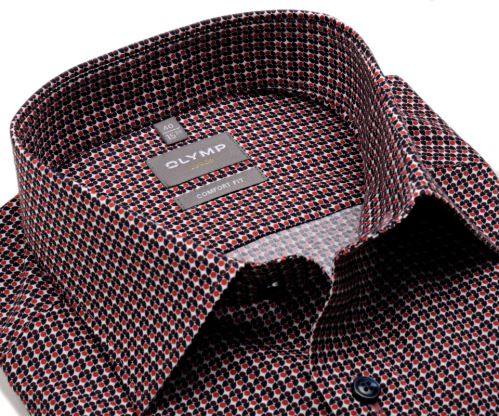 Olymp Comfort Fit – košeľa s červeno-hnedým vzorom krúžkov