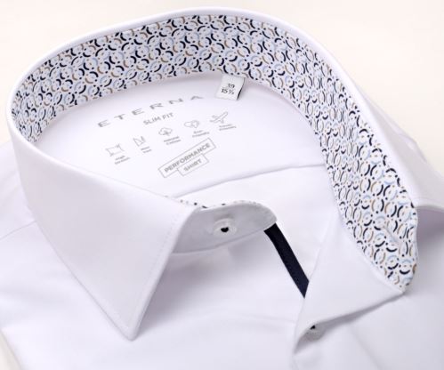 Eterna Slim Fit Performance Shirt – biela elastická košeľa s vnútorným golierom a manžetou Eterna Slim Fit Performance Shirt – biela elastická košeľa s vnútorným golierom a manžetou