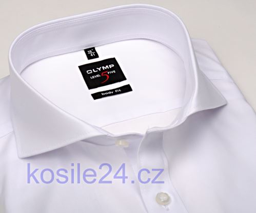 Olymp Level Five – biela košeľa s dvojitou manžetou - predĺžený rukáv