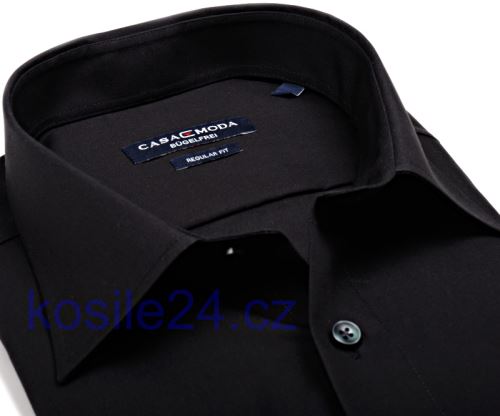 Casa Moda Comfort Fit Popeline – čierna košeľa - krátky rukáv