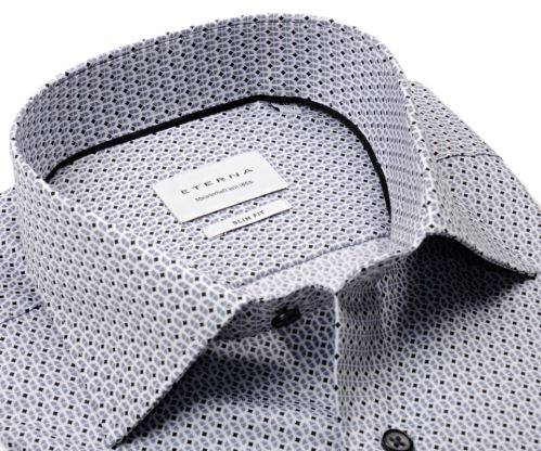 Eterna Slim Fit – košeľa so sivo-čiernymi ornamentmi - predĺžený rukáv
