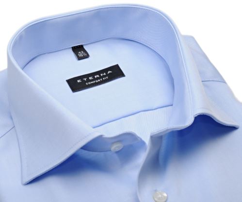 Eterna Comfort Fit Twill Cover - luxusní světle modrá neprůhledná košile - prodloužený rukáv
