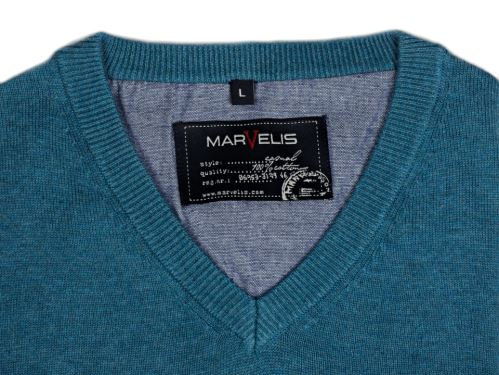 Bavlnený pulóver Marvelis – modro-zelený