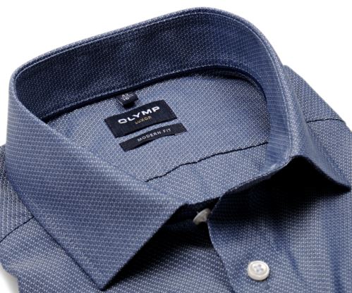 Olymp Modern Fit – tmavomodrá košile s vetkanými čtverečky