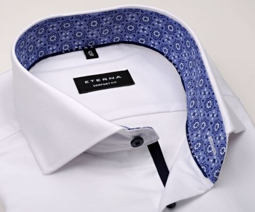 Eterna Comfort Fit - biela košeľa s jemnou štruktúrou a vnútorným golierom - predĺžený rukáv