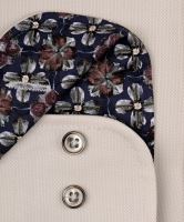 Venti Comfort Fit – svetlobéžová košeľa s kvetinovým vnútorným golierom, manžetou a légou (2)