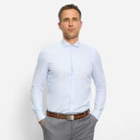 Olymp Level Five – bledomodrá košeľa s votkaným kosoštvorcovým vzorom (3)