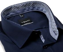 Venti Modern Fit – tmavomodrá košeľa s modrým vnútorným golierom a manžetou - extra predĺžený rukáv