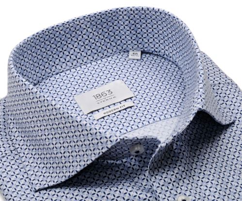 Eterna 1863 Modern Fit Never Iron - luxusní košile s modrými ornamenty