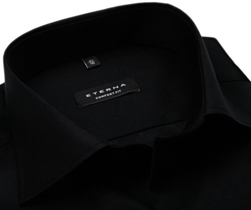 Eterna Comfort Fit Twill Cover - luxusní černá neprůhledná košile - extra prodloužený rukáv