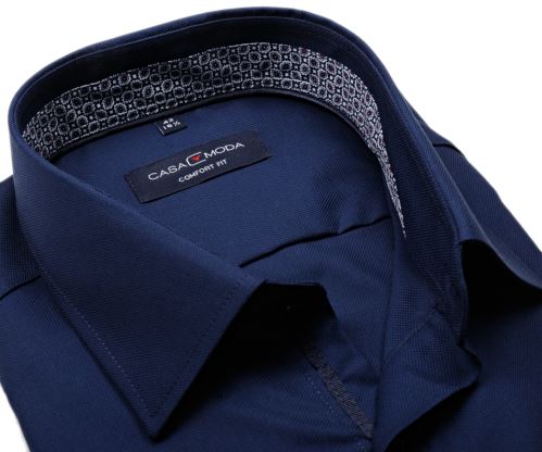 Casa Moda Comfort Fit Premium – tmavomodrá košeľa s modro-fialovým vnútorným golierom