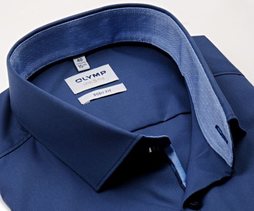 Olymp Level Five – modrá košeľa so svetlomodrým vnútorným golierom - krátky rukáv