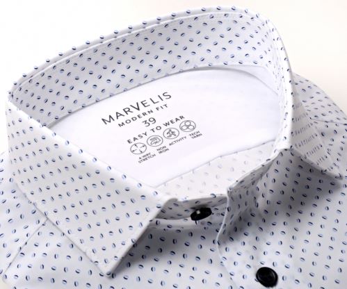 Marvelis Modern Fit - elastická košeľa s modrými elipsami - predĺžený rukáv