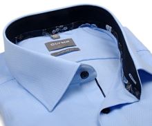 Olymp Comfort Fit – svetlomodrá s jemnou štruktúrou a kvetovaným vnútorným golierom - predĺžený rukáv